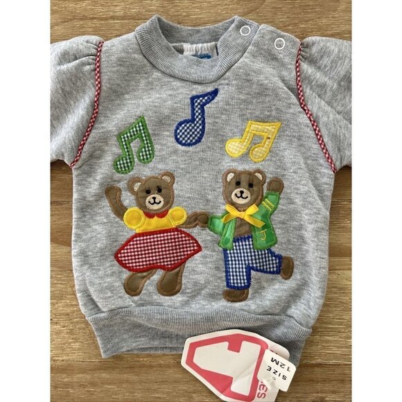 Vintage Joggles Sweatshirt 12M Girls Pullover Crewneck Teddy Bears 80/90s - Picture 2 of 3